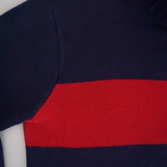 Polo Ralph Lauren Navy Red Stripe Cotton Knit Turtleneck Old Money Collegiate S - Picture 10 of 10